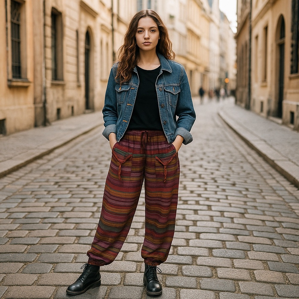 Boho Multicolor Striped Harem Pants